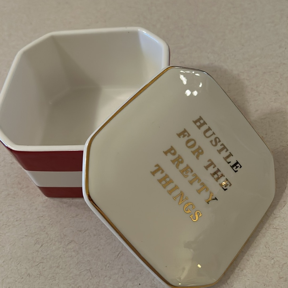 “Hustle For The Pretty Things” Extra Large Bold Striped Trinket Box NEW - Picture 3 of 15